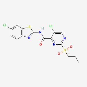 molecular formula C15H12Cl2N4O3S2 B14992575 5-chloro-N-(6-chloro-1,3-benzothiazol-2-yl)-2-(propylsulfonyl)pyrimidine-4-carboxamide 