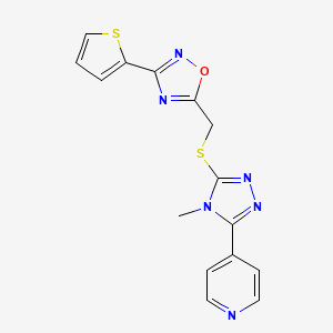 molecular formula C15H12N6OS2 B14992599 4-[4-methyl-5-({[3-(thiophen-2-yl)-1,2,4-oxadiazol-5-yl]methyl}sulfanyl)-4H-1,2,4-triazol-3-yl]pyridine 