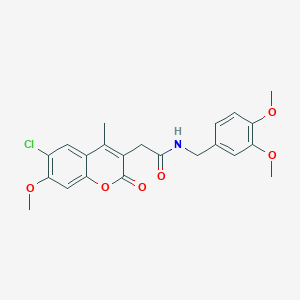 2-(6-chloro-7-methoxy-4-methyl-2-oxo-2H-chromen-3-yl)-N-(3,4-dimethoxybenzyl)acetamide