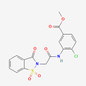 molecular formula C17H13ClN2O6S B14992648 methyl 4-chloro-3-{[(1,1-dioxido-3-oxo-1,2-benzothiazol-2(3H)-yl)acetyl]amino}benzoate 