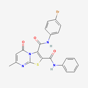 molecular formula C21H15BrN4O3S B14992736 N3-(4-bromophenyl)-7-methyl-5-oxo-N2-phenyl-5H-thiazolo[3,2-a]pyrimidine-2,3-dicarboxamide 