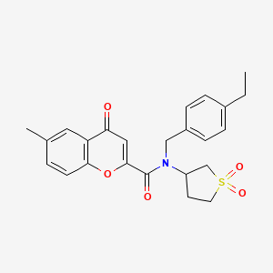 molecular formula C24H25NO5S B14992744 N-(1,1-dioxidotetrahydrothiophen-3-yl)-N-(4-ethylbenzyl)-6-methyl-4-oxo-4H-chromene-2-carboxamide 