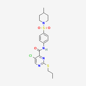 molecular formula C20H25ClN4O3S2 B14992795 5-chloro-N-{4-[(4-methylpiperidin-1-yl)sulfonyl]phenyl}-2-(propylsulfanyl)pyrimidine-4-carboxamide 