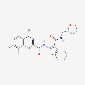 7,8-dimethyl-4-oxo-N-{3-[(tetrahydrofuran-2-ylmethyl)carbamoyl]-4,5,6,7-tetrahydro-1-benzothiophen-2-yl}-4H-chromene-2-carboxamide