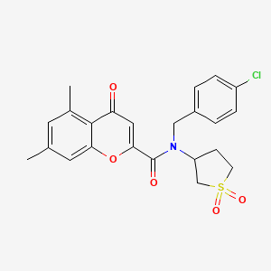 molecular formula C23H22ClNO5S B14992885 N-(4-chlorobenzyl)-N-(1,1-dioxidotetrahydrothiophen-3-yl)-5,7-dimethyl-4-oxo-4H-chromene-2-carboxamide 