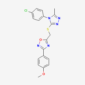 molecular formula C19H16ClN5O2S B14992938 5-({[4-(4-chlorophenyl)-5-methyl-4H-1,2,4-triazol-3-yl]sulfanyl}methyl)-3-(4-methoxyphenyl)-1,2,4-oxadiazole 