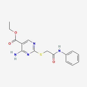 Ethyl 4-amino-2-{[2-oxo-2-(phenylamino)ethyl]sulfanyl}pyrimidine-5-carboxylate