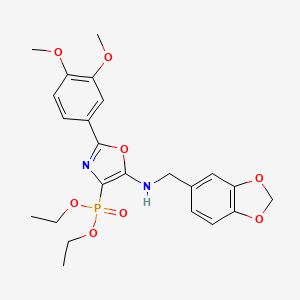 molecular formula C23H27N2O8P B14992975 Diethyl {5-[(1,3-benzodioxol-5-ylmethyl)amino]-2-(3,4-dimethoxyphenyl)-1,3-oxazol-4-yl}phosphonate 