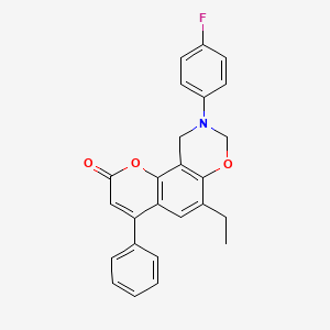 molecular formula C25H20FNO3 B14992984 6-ethyl-9-(4-fluorophenyl)-4-phenyl-9,10-dihydro-2H,8H-chromeno[8,7-e][1,3]oxazin-2-one 