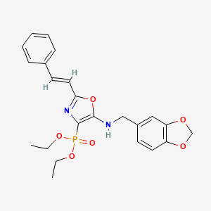 diethyl {5-[(1,3-benzodioxol-5-ylmethyl)amino]-2-[(E)-2-phenylethenyl]-1,3-oxazol-4-yl}phosphonate