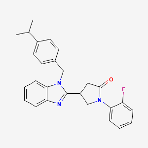 molecular formula C27H26FN3O B14993093 1-(2-fluorophenyl)-4-{1-[4-(propan-2-yl)benzyl]-1H-benzimidazol-2-yl}pyrrolidin-2-one 