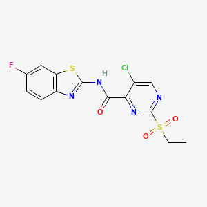 5-chloro-2-(ethylsulfonyl)-N-(6-fluoro-1,3-benzothiazol-2-yl)pyrimidine-4-carboxamide