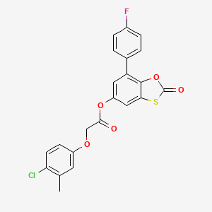 molecular formula C22H14ClFO5S B14993119 7-(4-Fluorophenyl)-2-oxo-1,3-benzoxathiol-5-yl (4-chloro-3-methylphenoxy)acetate 