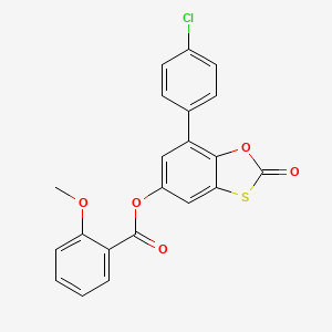 molecular formula C21H13ClO5S B14993129 7-(4-Chlorophenyl)-2-oxo-1,3-benzoxathiol-5-yl 2-methoxybenzoate 