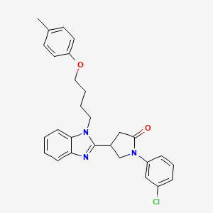 molecular formula C28H28ClN3O2 B14993135 1-(3-chlorophenyl)-4-{1-[4-(4-methylphenoxy)butyl]-1H-benzimidazol-2-yl}pyrrolidin-2-one 