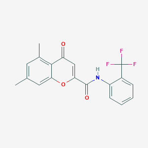 molecular formula C19H14F3NO3 B14993143 5,7-dimethyl-4-oxo-N-[2-(trifluoromethyl)phenyl]-4H-chromene-2-carboxamide 