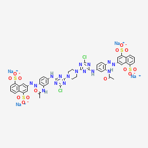 molecular formula C46H34Cl2N16Na4O14S4 B1499316 Tetrasodium 3,3'-(piperazine-1,4-diyl-bis((6-chloro-1,3,5-triazine-2,4-diyl)amino(2-acetylamino-4,1-phenylene)azo))bis(naphthalene-1,5-disulfonate) CAS No. 81898-60-4