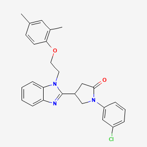 molecular formula C27H26ClN3O2 B14993173 1-(3-chlorophenyl)-4-{1-[2-(2,4-dimethylphenoxy)ethyl]-1H-benzimidazol-2-yl}pyrrolidin-2-one 