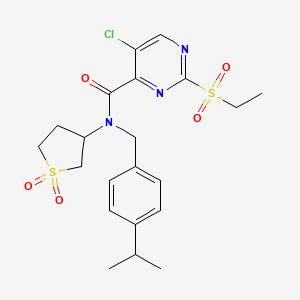 molecular formula C21H26ClN3O5S2 B14993185 5-chloro-N-(1,1-dioxidotetrahydrothiophen-3-yl)-2-(ethylsulfonyl)-N-[4-(propan-2-yl)benzyl]pyrimidine-4-carboxamide 