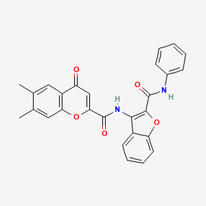 molecular formula C27H20N2O5 B14993205 6,7-dimethyl-4-oxo-N-[2-(phenylcarbamoyl)-1-benzofuran-3-yl]-4H-chromene-2-carboxamide 