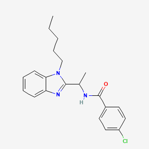 molecular formula C21H24ClN3O B14993214 4-chloro-N-[1-(1-pentyl-1H-benzimidazol-2-yl)ethyl]benzamide 