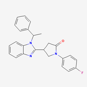 molecular formula C25H22FN3O B14993253 1-(4-fluorophenyl)-4-[1-(1-phenylethyl)-1H-benzimidazol-2-yl]pyrrolidin-2-one 