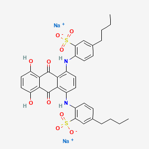 molecular formula C34H32N2Na2O10S2 B1499327 Benzenesulfonic acid, 2,2'-((9,10-dihydro-5,8-dihydroxy-9,10-dioxo-1,4-anthracenediyl)diimino)bis(5-butyl-, sodium salt (1:2) CAS No. 70865-37-1