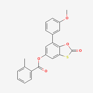 molecular formula C22H16O5S B14993280 7-(3-Methoxyphenyl)-2-oxo-1,3-benzoxathiol-5-yl 2-methylbenzoate 