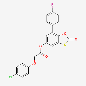 molecular formula C21H12ClFO5S B14993307 7-(4-Fluorophenyl)-2-oxo-1,3-benzoxathiol-5-yl (4-chlorophenoxy)acetate 