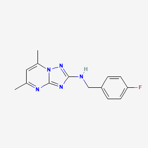 molecular formula C14H14FN5 B14993312 N-[(4-fluorophenyl)methyl]-5,7-dimethyl-[1,2,4]triazolo[1,5-a]pyrimidin-2-amine 