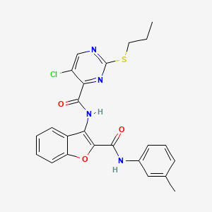 molecular formula C24H21ClN4O3S B14993314 5-chloro-N-{2-[(3-methylphenyl)carbamoyl]-1-benzofuran-3-yl}-2-(propylsulfanyl)pyrimidine-4-carboxamide 