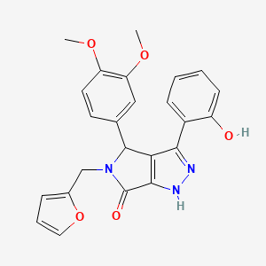 molecular formula C24H21N3O5 B14993328 4-(3,4-dimethoxyphenyl)-5-(furan-2-ylmethyl)-3-(2-hydroxyphenyl)-4,5-dihydropyrrolo[3,4-c]pyrazol-6(2H)-one 