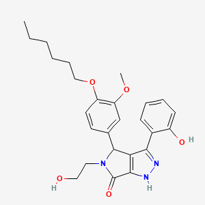 4-[4-(hexyloxy)-3-methoxyphenyl]-5-(2-hydroxyethyl)-3-(2-hydroxyphenyl)-4,5-dihydropyrrolo[3,4-c]pyrazol-6(1H)-one