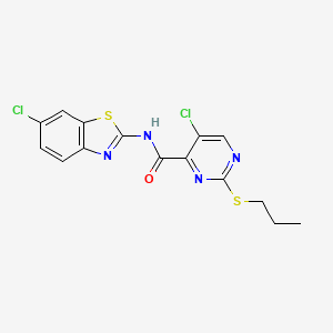 molecular formula C15H12Cl2N4OS2 B14993341 5-chloro-N-(6-chloro-1,3-benzothiazol-2-yl)-2-(propylsulfanyl)pyrimidine-4-carboxamide 