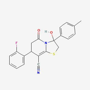 7-(2-fluorophenyl)-3-hydroxy-3-(4-methylphenyl)-5-oxo-2,3,6,7-tetrahydro-5H-[1,3]thiazolo[3,2-a]pyridine-8-carbonitrile