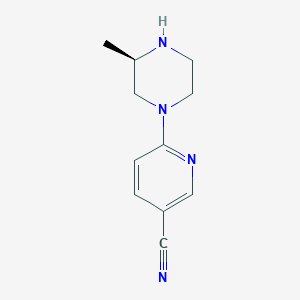 molecular formula C11H14N4 B1499344 (R)-6-(3-甲基哌嗪-1-基)烟腈 CAS No. 1057682-05-9