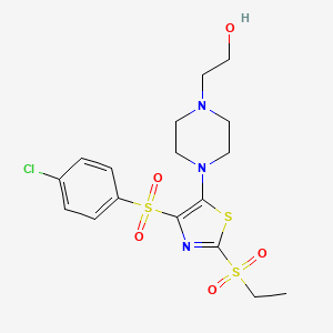 molecular formula C17H22ClN3O5S3 B14993441 2-(4-{4-[(4-Chlorophenyl)sulfonyl]-2-(ethylsulfonyl)-1,3-thiazol-5-yl}piperazin-1-yl)ethanol 