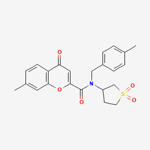 molecular formula C23H23NO5S B14993482 N-(1,1-dioxidotetrahydrothiophen-3-yl)-7-methyl-N-(4-methylbenzyl)-4-oxo-4H-chromene-2-carboxamide 