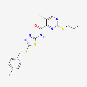 5-chloro-N-{5-[(4-fluorobenzyl)sulfanyl]-1,3,4-thiadiazol-2-yl}-2-(propylsulfanyl)pyrimidine-4-carboxamide