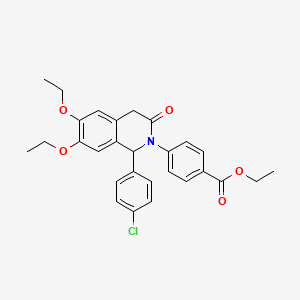 molecular formula C28H28ClNO5 B14993530 ethyl 4-[1-(4-chlorophenyl)-6,7-diethoxy-3-oxo-3,4-dihydroisoquinolin-2(1H)-yl]benzoate 