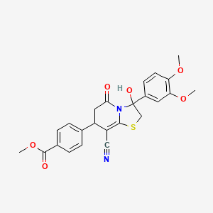 methyl 4-[8-cyano-3-(3,4-dimethoxyphenyl)-3-hydroxy-5-oxo-2,3,6,7-tetrahydro-5H-[1,3]thiazolo[3,2-a]pyridin-7-yl]benzoate