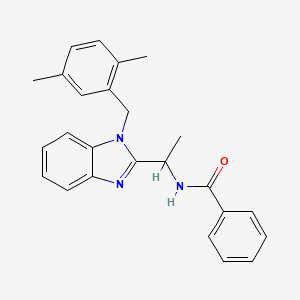 molecular formula C25H25N3O B14993558 N-{1-[1-(2,5-dimethylbenzyl)-1H-benzimidazol-2-yl]ethyl}benzamide 