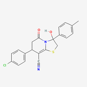 molecular formula C21H17ClN2O2S B14993570 7-(4-chlorophenyl)-3-hydroxy-3-(4-methylphenyl)-5-oxo-2,3,6,7-tetrahydro-5H-[1,3]thiazolo[3,2-a]pyridine-8-carbonitrile 