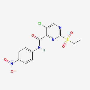 molecular formula C13H11ClN4O5S B14993614 5-chloro-2-(ethylsulfonyl)-N-(4-nitrophenyl)pyrimidine-4-carboxamide 