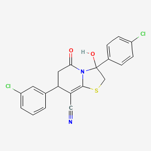 7-(3-chlorophenyl)-3-(4-chlorophenyl)-3-hydroxy-5-oxo-2,3,6,7-tetrahydro-5H-[1,3]thiazolo[3,2-a]pyridine-8-carbonitrile