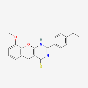 molecular formula C21H20N2O2S B14993743 2-(4-isopropylphenyl)-9-methoxy-3H-chromeno[2,3-d]pyrimidine-4(5H)-thione 