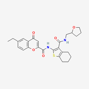 6-ethyl-4-oxo-N-{3-[(tetrahydrofuran-2-ylmethyl)carbamoyl]-4,5,6,7-tetrahydro-1-benzothiophen-2-yl}-4H-chromene-2-carboxamide