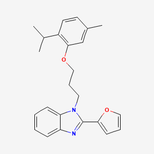 molecular formula C24H26N2O2 B14993819 2-(furan-2-yl)-1-{3-[5-methyl-2-(propan-2-yl)phenoxy]propyl}-1H-benzimidazole 