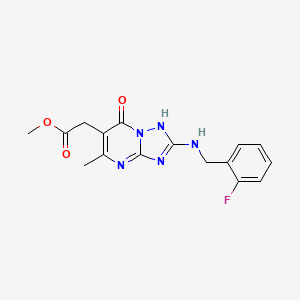 molecular formula C16H16FN5O3 B14993825 Methyl {2-[(2-fluorobenzyl)amino]-5-methyl-7-oxo-4,7-dihydro[1,2,4]triazolo[1,5-a]pyrimidin-6-yl}acetate 