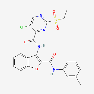 5-chloro-2-(ethylsulfonyl)-N-{2-[(3-methylphenyl)carbamoyl]-1-benzofuran-3-yl}pyrimidine-4-carboxamide